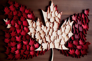 Canada flag and beautiful Canadian landscapes. Generative Ai