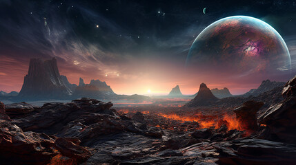 Outer world space alien planet generative ai