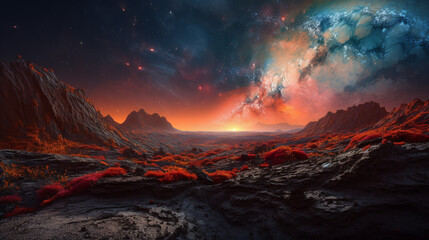 Obraz na płótnie Canvas Outer world space alien planet generative ai