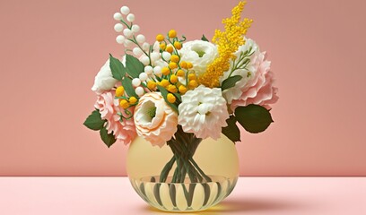  a vase filled with lots of flowers on top of a table.  generative ai