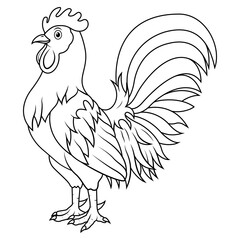 Illustration of Rooster line art