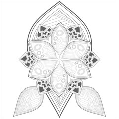 Mandala art for Coloring Books. Hand drawn flowers in zentangle style for t-shirt design or tattoo and coloring book
