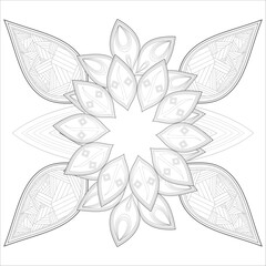 Mandala art for Coloring Books. Hand drawn flowers in zentangle style for t-shirt design or tattoo and coloring book