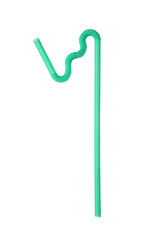 Light green plastic cocktail straw isolated on white