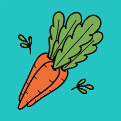 Cute carrots doodle Easter illustration for children. Kids outline vector drawing of carrot