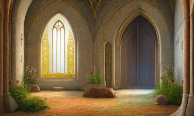 ai generated interior of a traditional castle, building