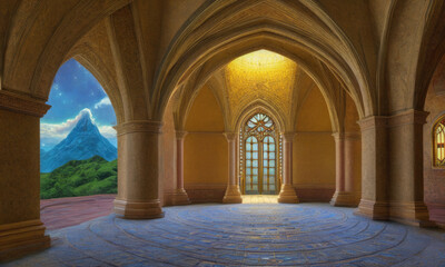 ai generated interior of a traditional castle, building