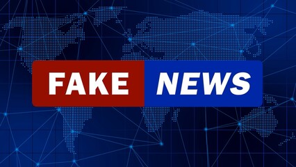 Fake News - design template for news channels or internet tv background - FAKE NEWS lettering on world map background - 3D Illustration