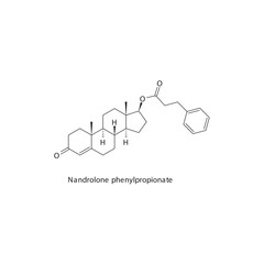 Nandrolone phenylpropionate flat skeletal molecular structure Anabolic steroid drug used in Adrenal insufficiency treatment. Vector illustration.