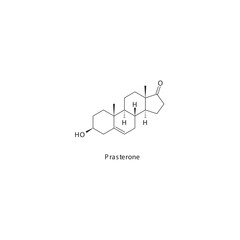 Prasterone flat skeletal molecular structure Androgen receptor agonist drug used in Adrenal insufficiency treatment. Vector illustration.