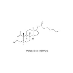 Metenolone enanthate flat skeletal molecular structure Anabolic steroid drug used in Adrenal insufficiency treatment. Vector illustration.