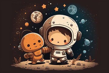 Cute astronaut background