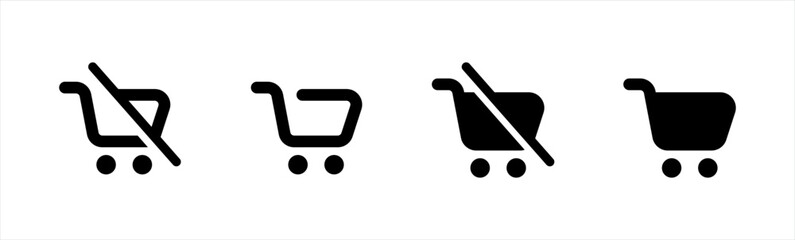 Shopping cart icons. shop and sale symbol. flat shape trolley web store button. web store, online shopping, e-commerce shopping sign, vector illustration