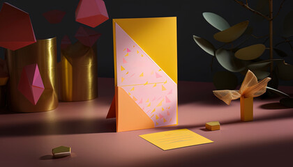 Fresh and Bright Wedding Invitation in Pink and Yellow Hues
