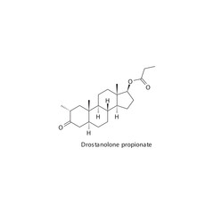 Drostanolone propionate flat skeletal molecular structure Anabolic steroid drug used in Adrenal insufficiency treatment. Vector illustration.