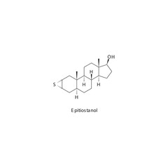 Epitiostanol flat skeletal molecular structure Anabolic steroid drug used in Adrenal insufficiency treatment. Vector illustration.