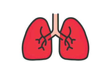 Lungs icon illustration. icon related to human organ. Flat line icon style, lineal color. Simple vector design editable