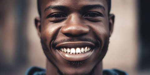 black man White teeth Generative AI - obrazy, fototapety, plakaty