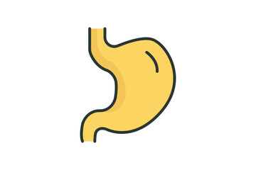 Stomach icon illustration. icon related to human organ. Flat line icon style, lineal color. Simple vector design editable