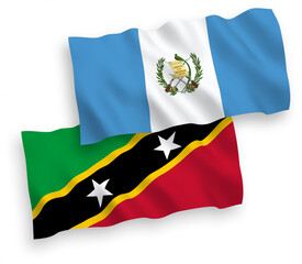 Flags of Federation of Saint Christopher and Nevis and Republic of Guatemala on a white background