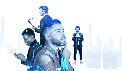 Business people and forex diagrams with candlesticks, trading an