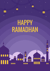 flat design Illustrated ramadan mubarak banner, flayer, background design template