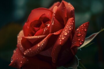 red rose with water drops made with generative ai