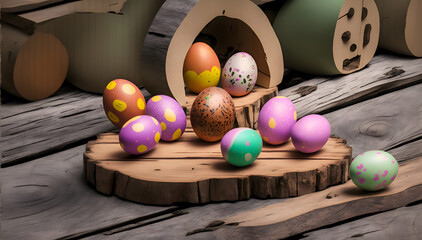 Fototapeta na wymiar Beautiful Photo of Creative Easter Eggs Generative AI
