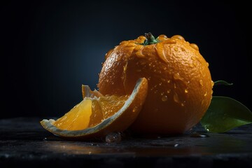 Fototapeta na wymiar Orange on black background