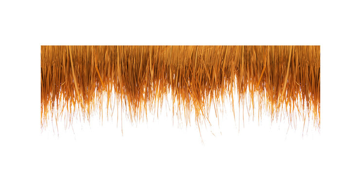 Thatching straw roof, from dry grass isolated on white transparent background, of the bar on the beach during the holiday season. Png file