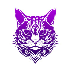 Logo American Wirehair Cat on Isolated Tansparent Background, png. Generative AI