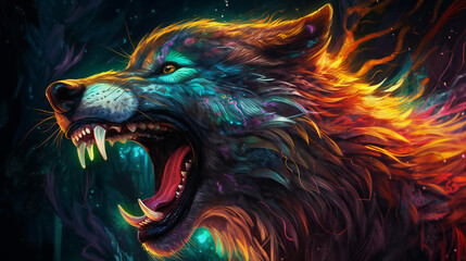 Fenrir, the Fierce Norse Wolf and Symbol of Strength, generative AI
