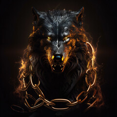 Fenrir, the Formidable Norse Wolf in Ancient Myth, generative AI
