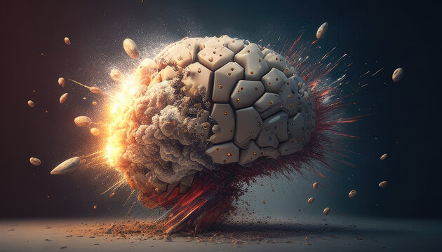 Concept art of a human brain exploding with knowledge and creativity. generative ai.
