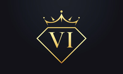 Diamond crown vector. Luxury queen logo for jewelry vector with letters