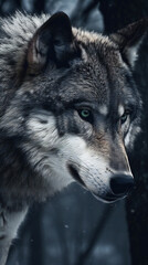 Obraz premium Majestic Wild Wolf, Portrait and Stance, generative AI