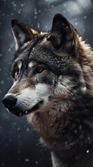 Obraz premium Majestic Wild Wolf, Portrait and Stance, generative AI