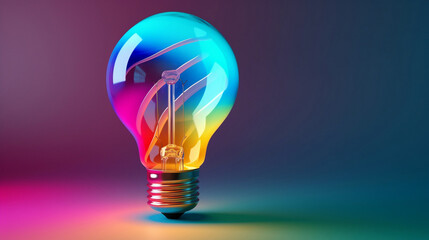 Colorful Lightbulb leaning, education and idea finding 