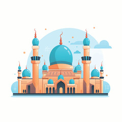 Flat and Cartoon Style Icon Illustrations of Muslim Mosque
