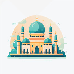 Flat and Cartoon Style Icon Illustrations of Muslim Mosque