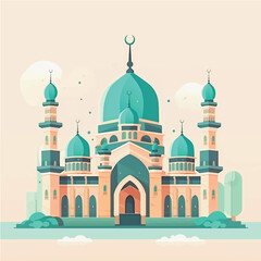 Flat and Cartoon Style Icon Illustrations of Muslim Mosque