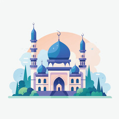 Flat and Cartoon Style Icon Illustrations of Muslim Mosque