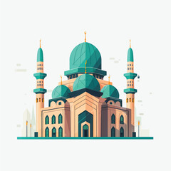 Flat and Cartoon Style Icon Illustrations of Muslim Mosque