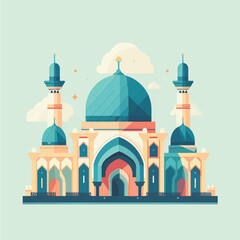 Flat and Cartoon Style Icon Illustrations of Muslim Mosque