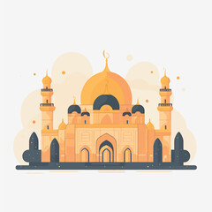 Flat and Cartoon Style Icon Illustrations of Muslim Mosque