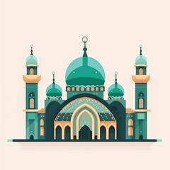 Flat and Cartoon Style Icon Illustrations of Muslim Mosque