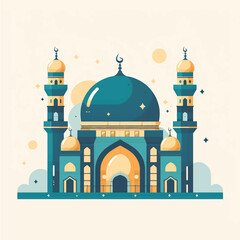 Flat and Cartoon Style Icon Illustrations of Muslim Mosque