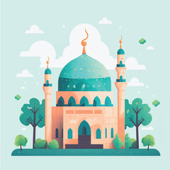 Flat and Cartoon Style Icon Illustrations of Muslim Mosque