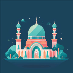 Flat and Cartoon Style Icon Illustrations of Muslim Mosque