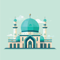 Flat and Cartoon Style Icon Illustrations of Muslim Mosque